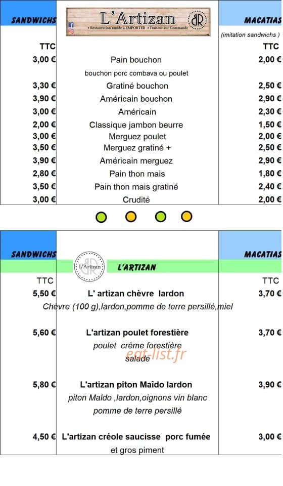 L’Artizan Br — carte page 1