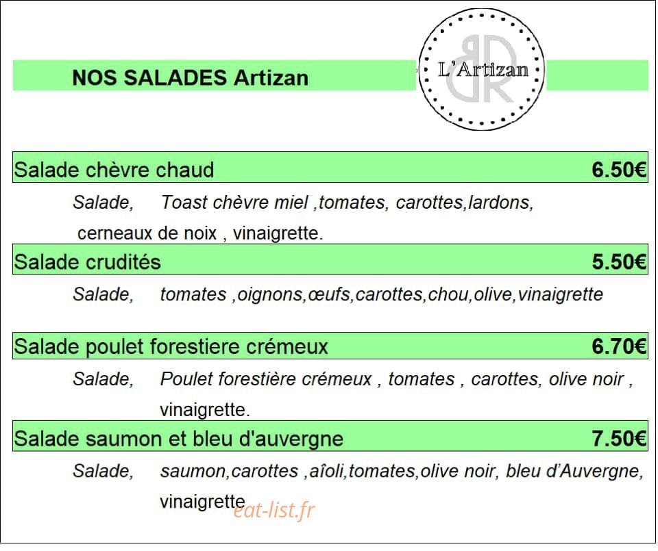 L’Artizan Br — carte page 3
