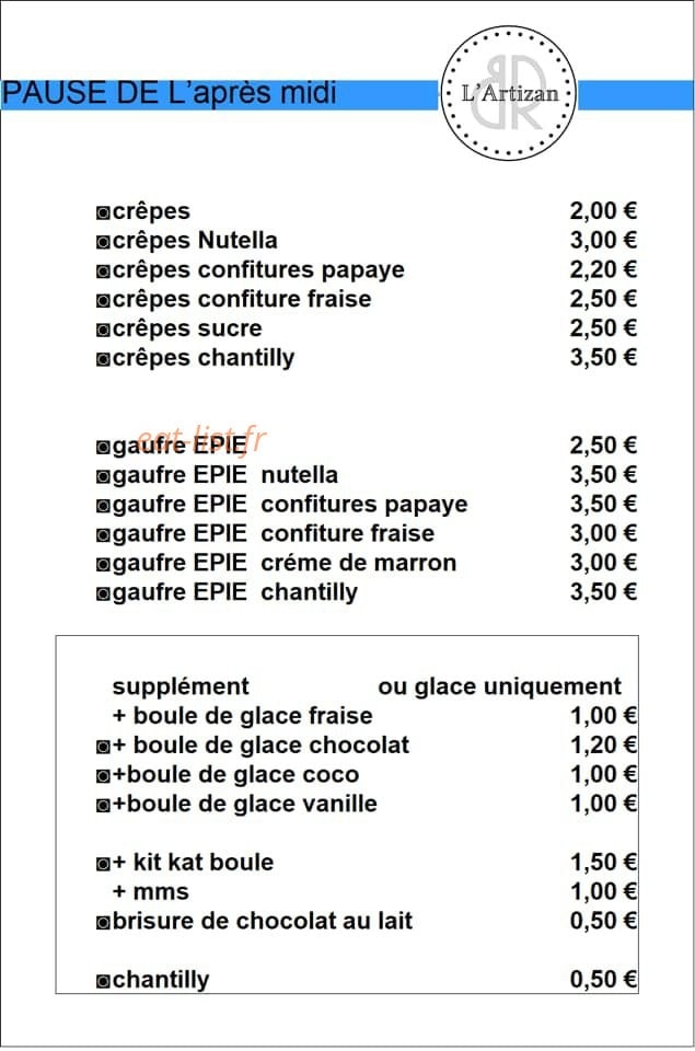 L’Artizan Br — carte page 5
