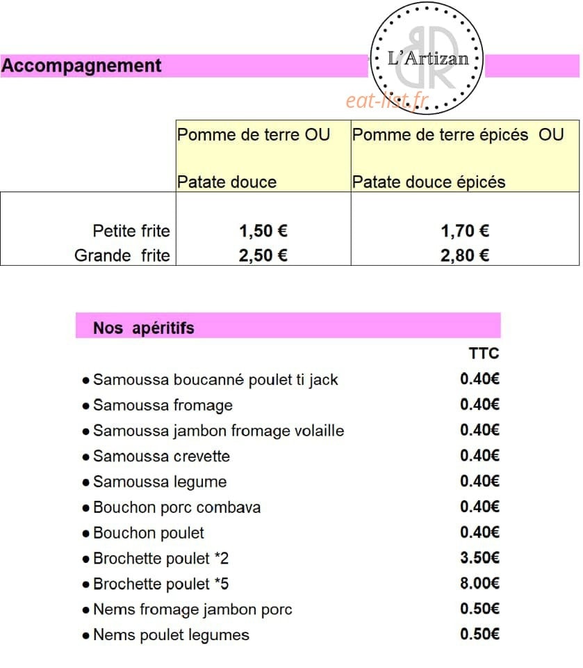 L’Artizan Br — carte page 4
