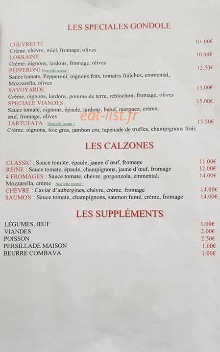 La Gondole — carte page 2