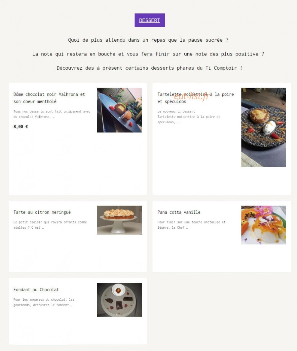 Le Ti Comptoir — carte page 2