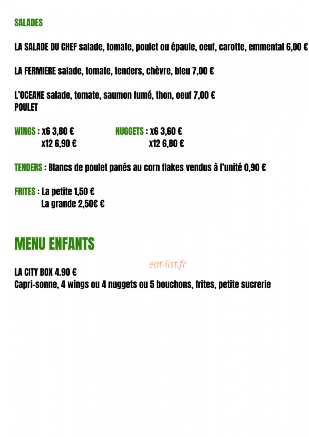 My Food City — carte page 2
