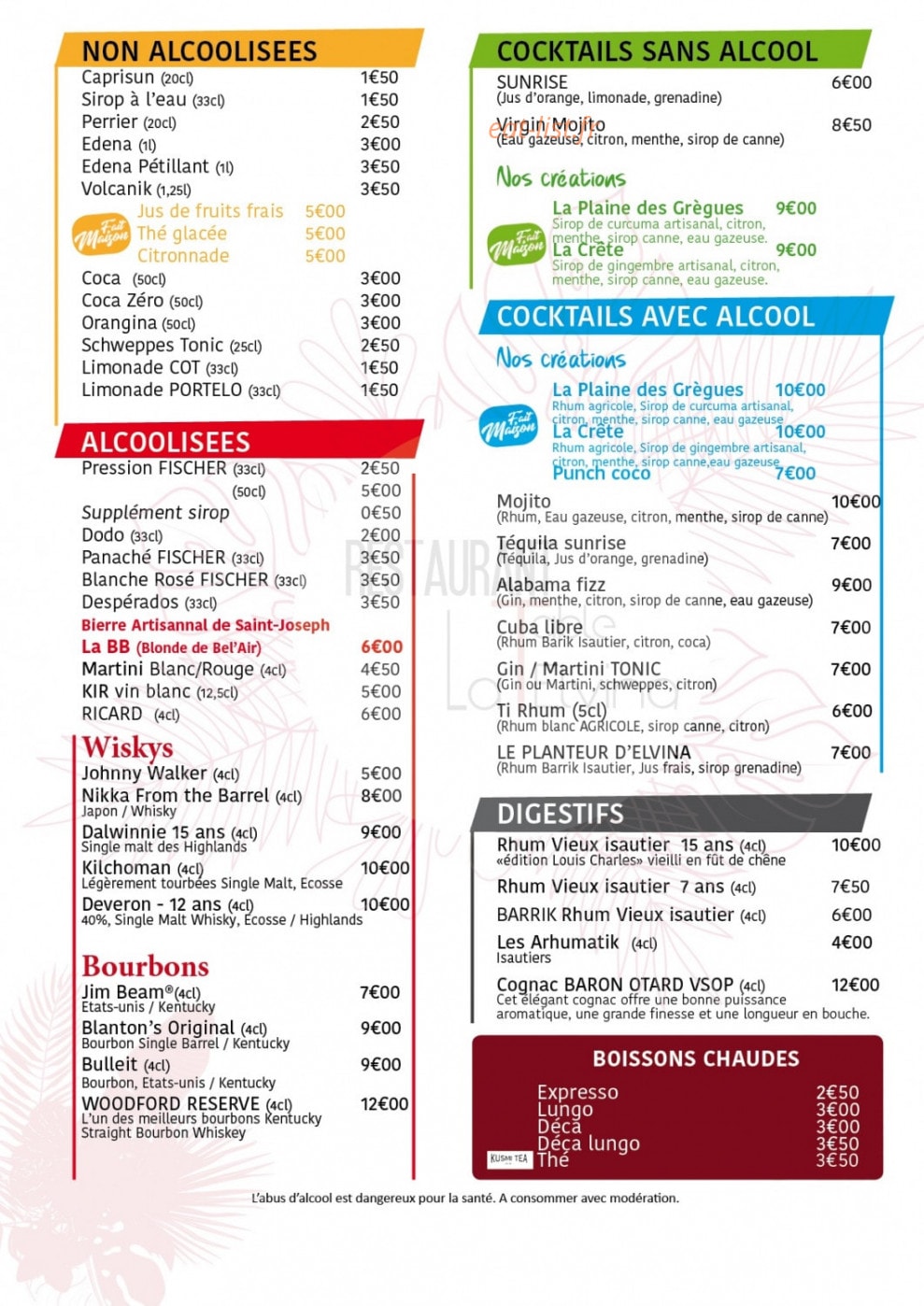 Restaurant La Table d'Elvina — carte page 2