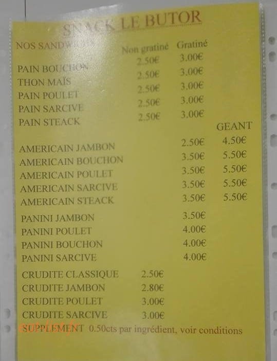 Snack Le Butor — carte page 2