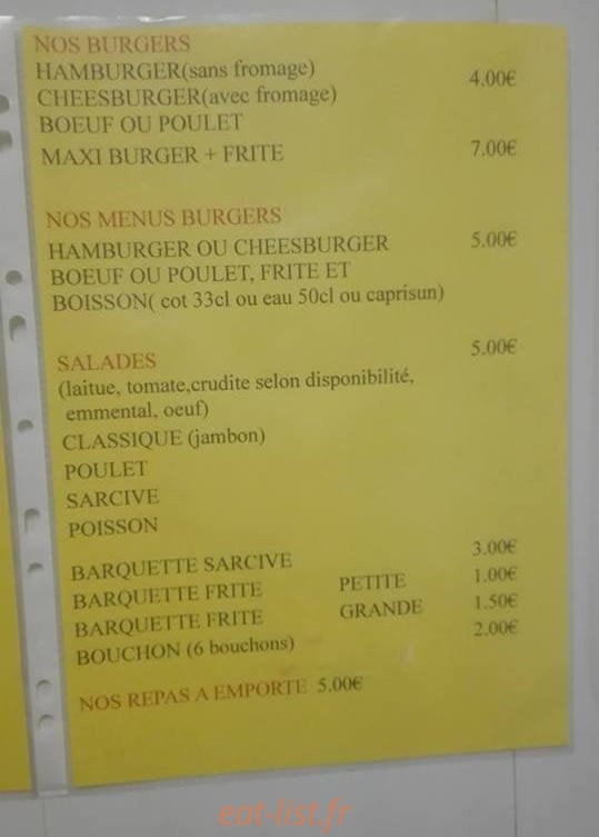 Snack Le Butor — carte page 1