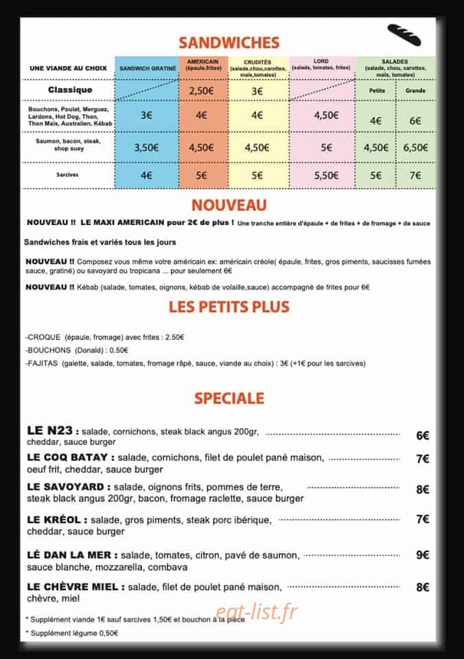 N23 By Le Tagine — carte page 1