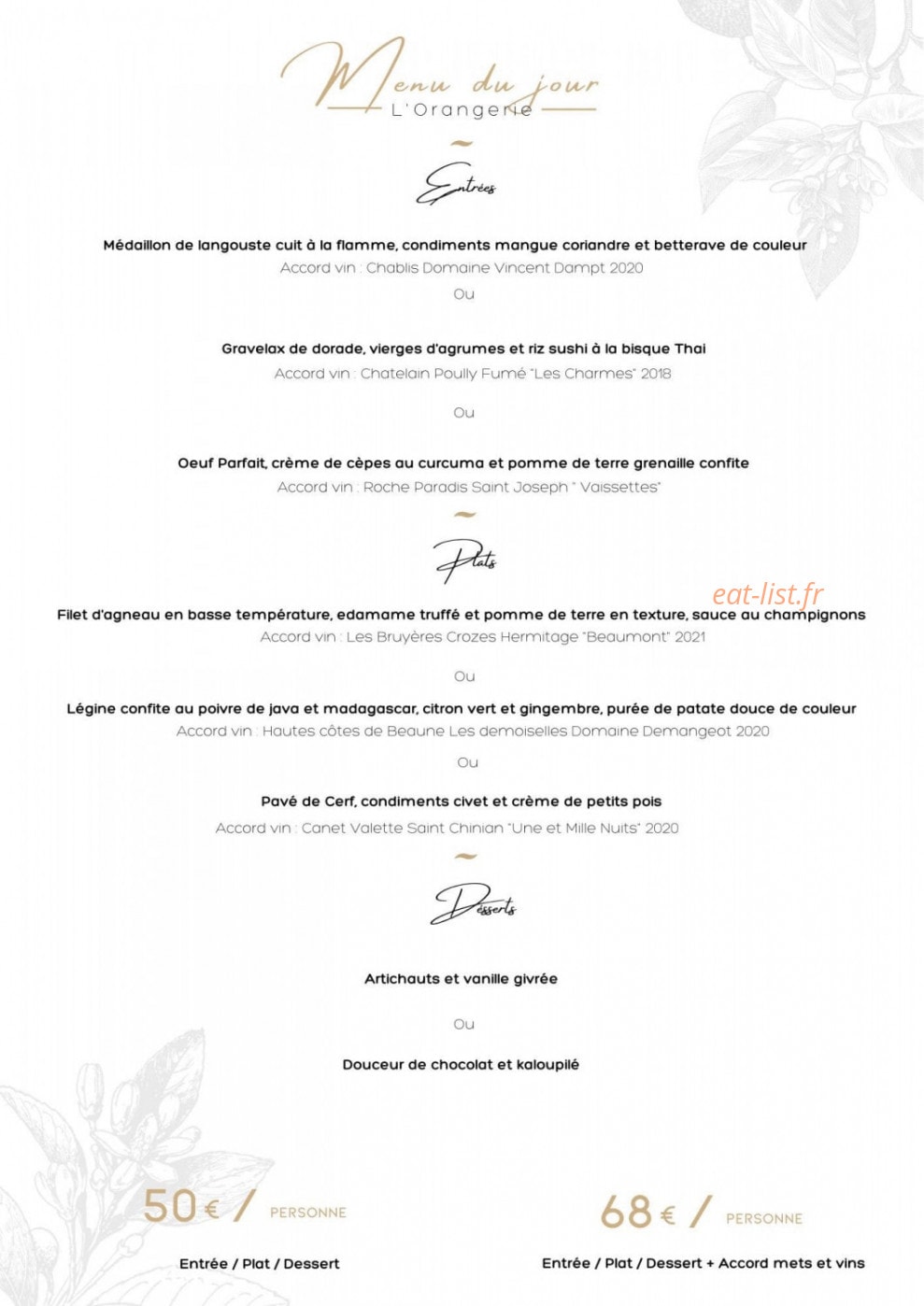 L'Orangerie — carte page 1