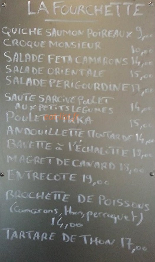 La Fourchette — carte page 1