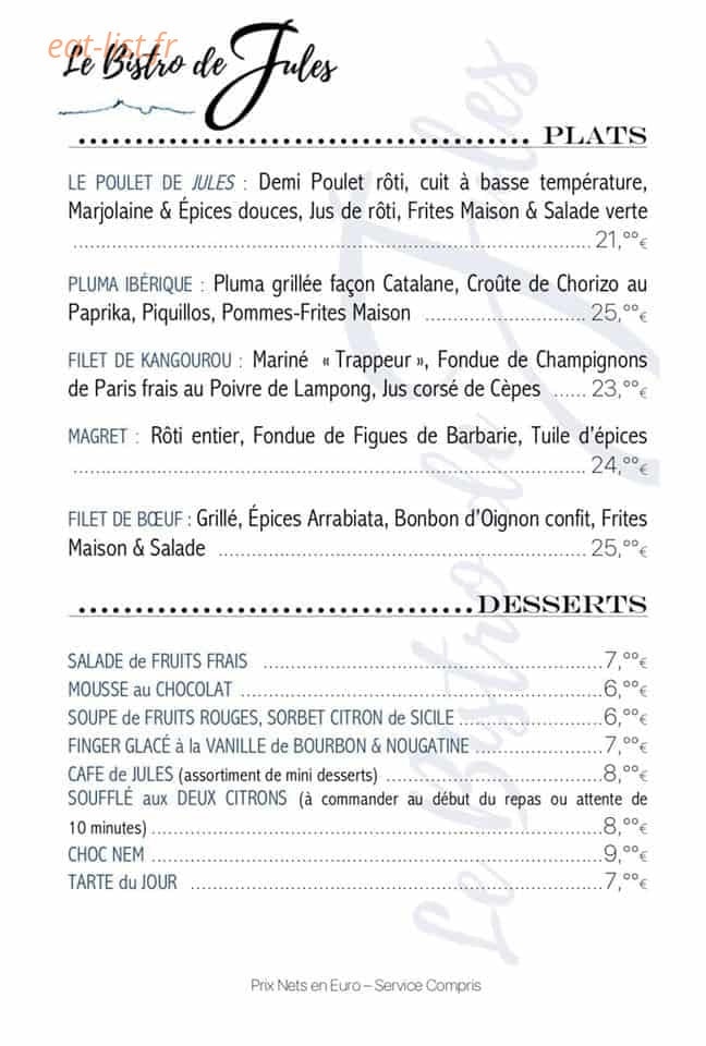 Le Bistro de Jules — carte page 2