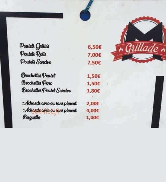 M'Grillade — carte page 1