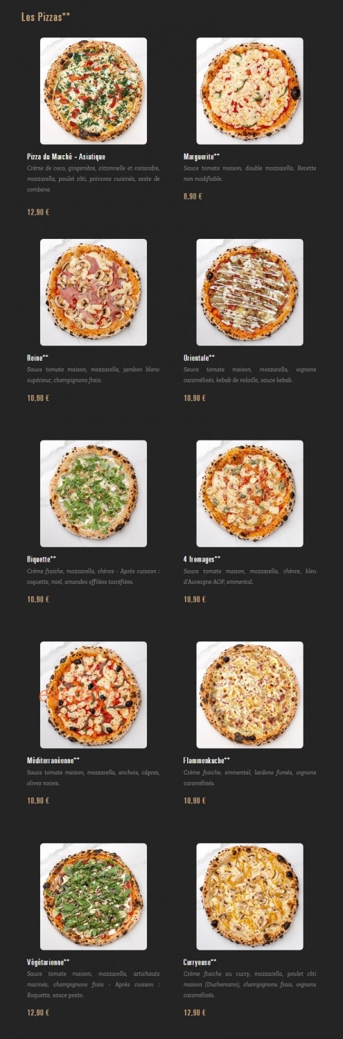 Pizza Cosy — carte page 1