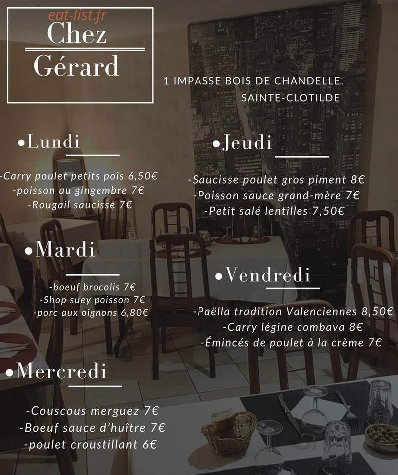 Restaurant Gérard — carte page 1
