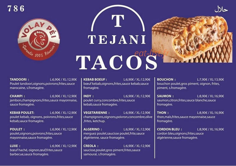 Tejani Pizza & Glace — carte page 1