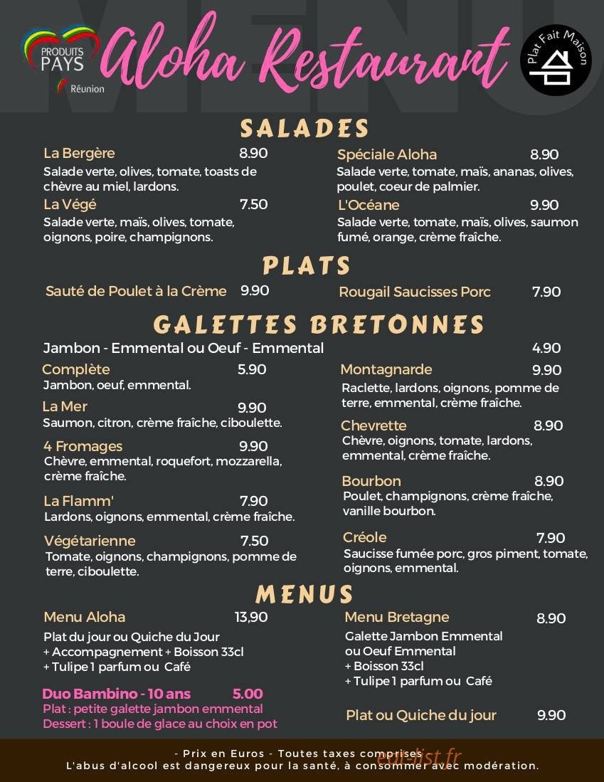 Aloha — carte page 1