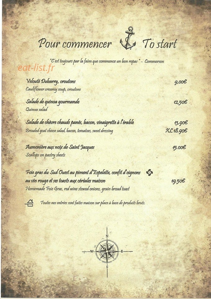 Restaurant du Vieux Port — carte page 1