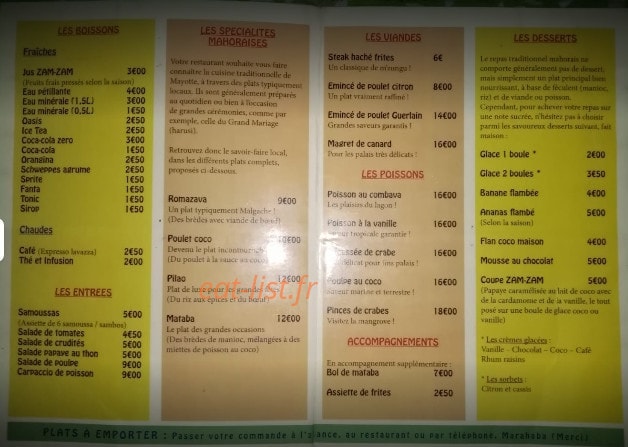 Le Zam Zam — carte page 1