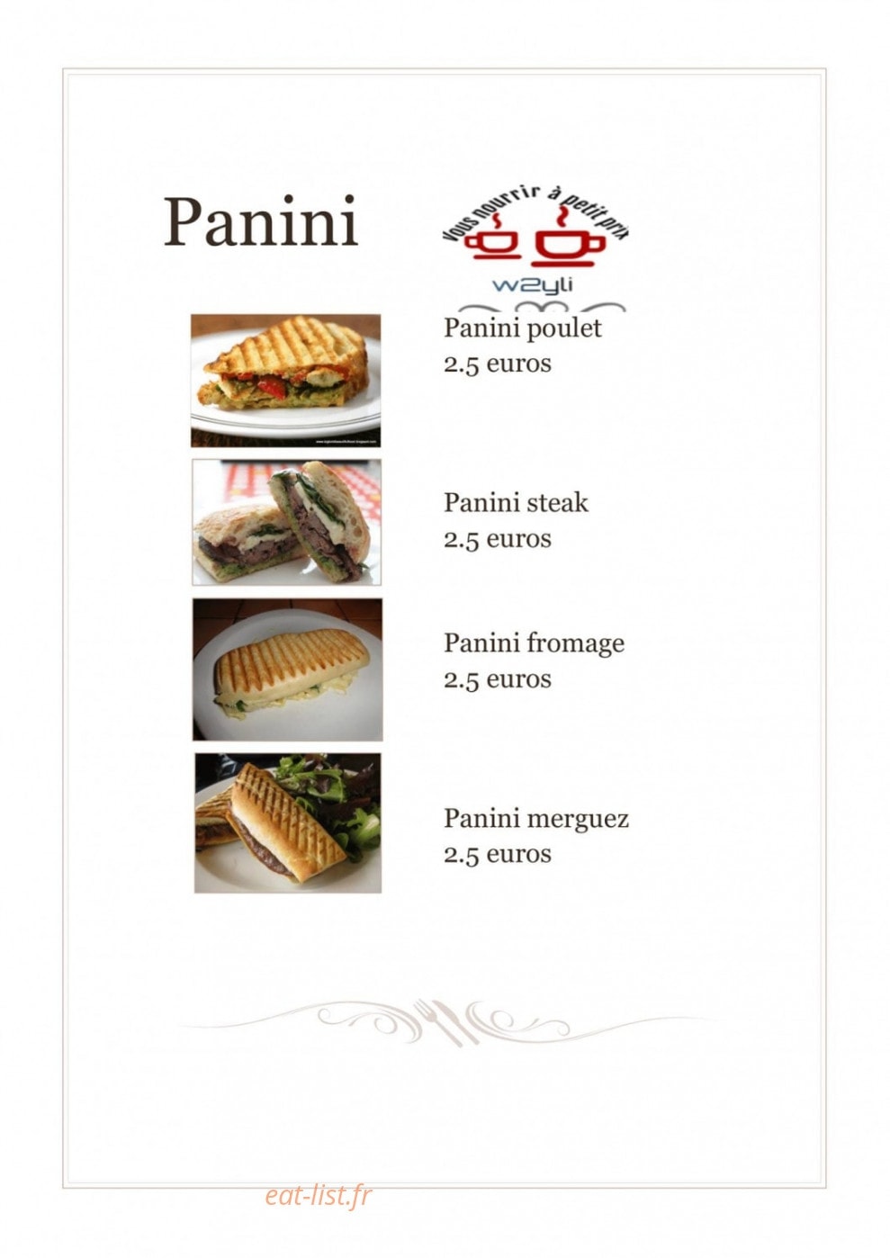 Wayli Snack — carte page 2