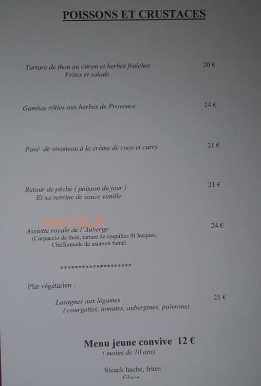 Auberge du Rond-Point — carte page 2
