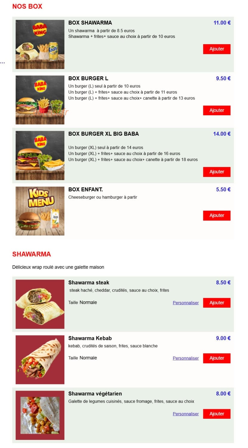 Baba King — carte page 1