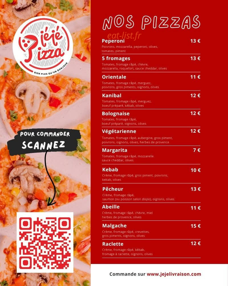 JéJé Pizza — carte page 1