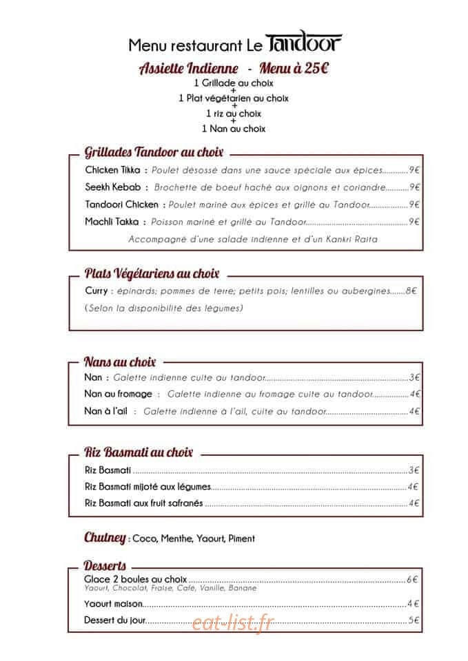 Le Tandoor — carte page 1