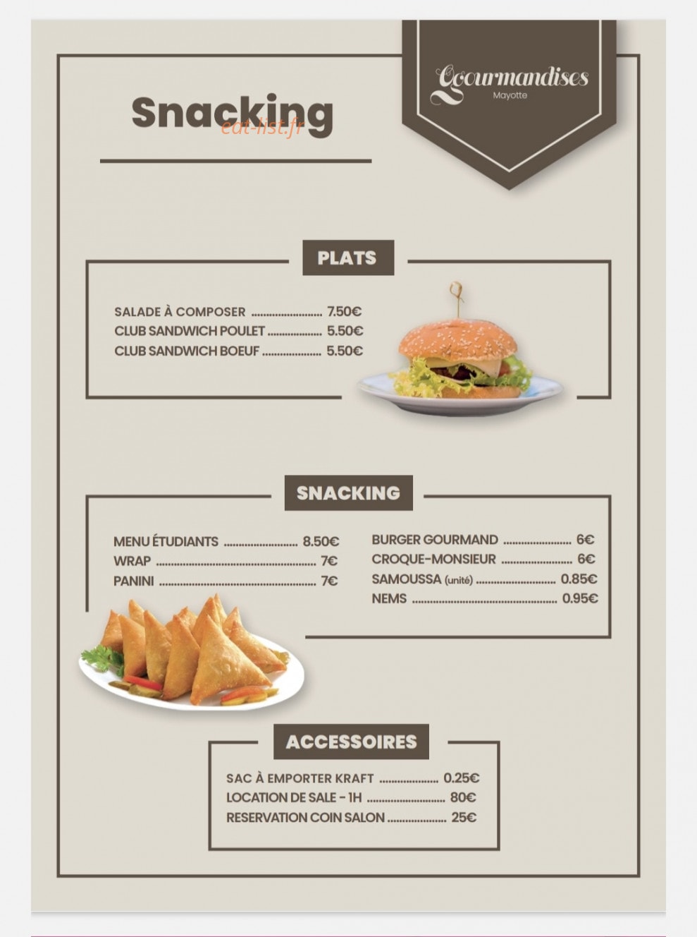 ÔGourmandises — carte page 1