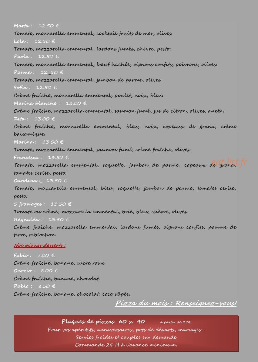 L'îlot pizza — carte page 3