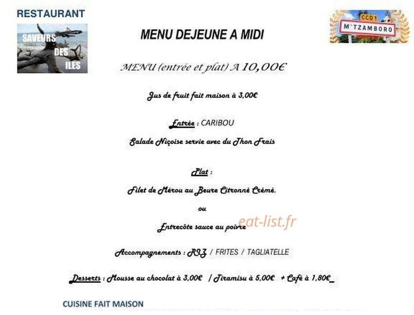 Saveurs Des Iles — carte page 1