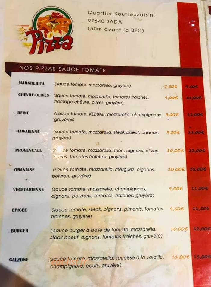 Kr Pizza — carte page 1