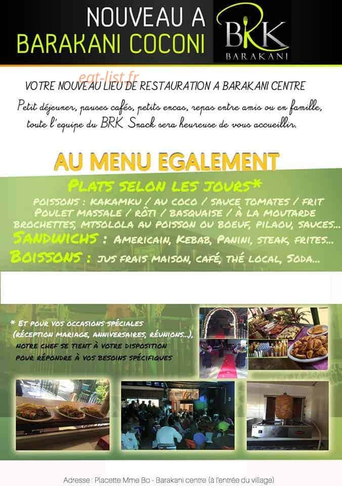 BRK Snack — carte page 1