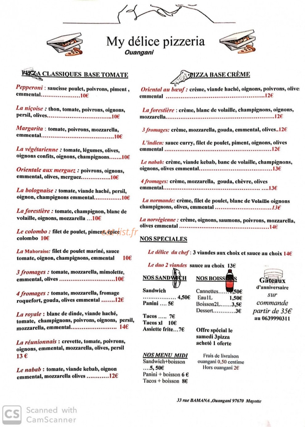 My Délice — carte page 1