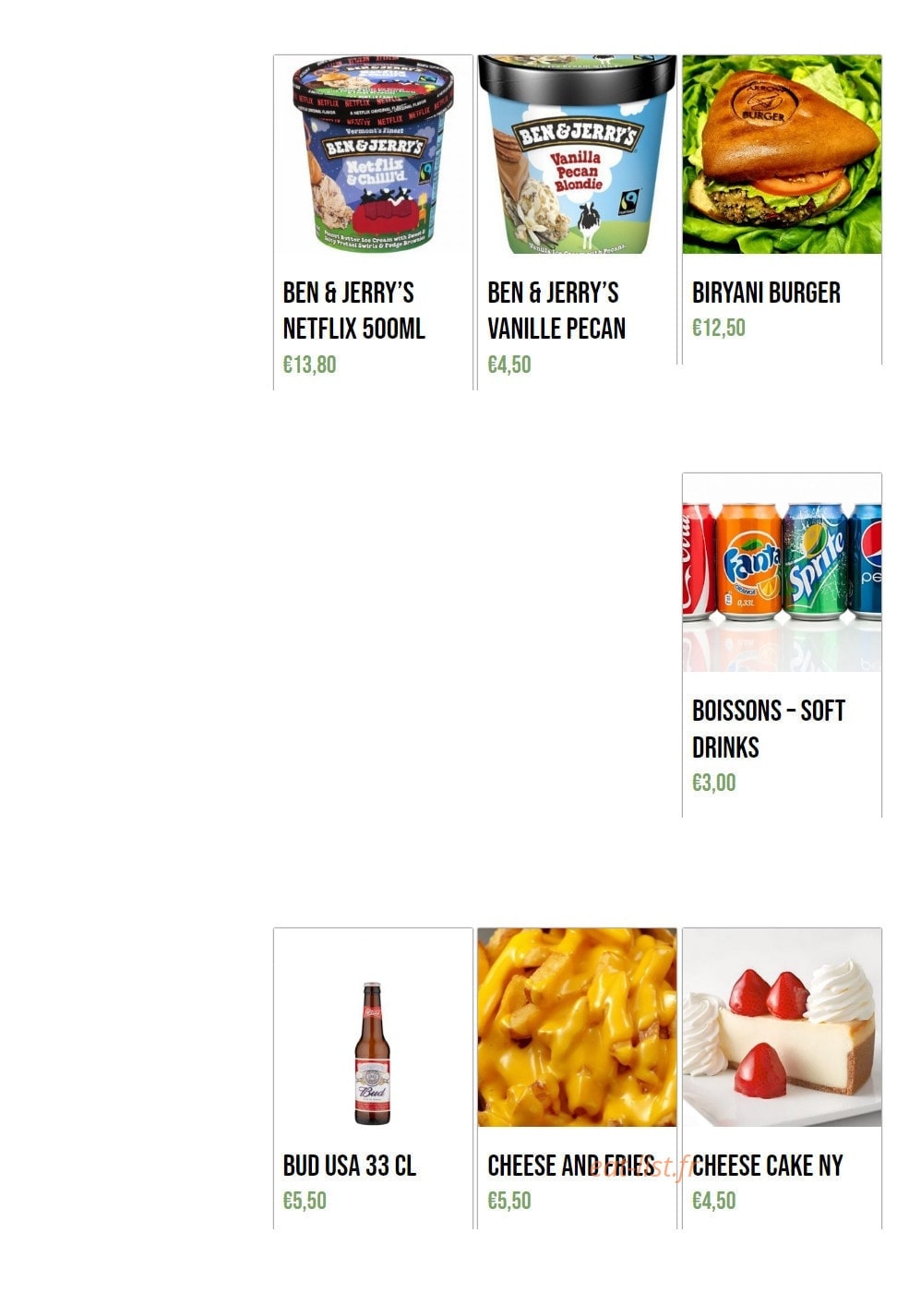 Arrow Burger — carte page 9