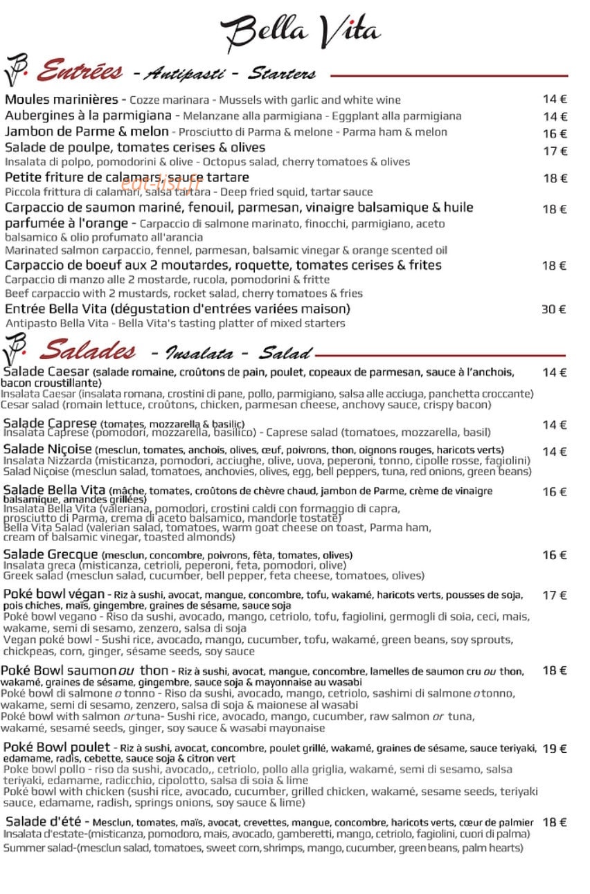 Bella Vita — carte page 2