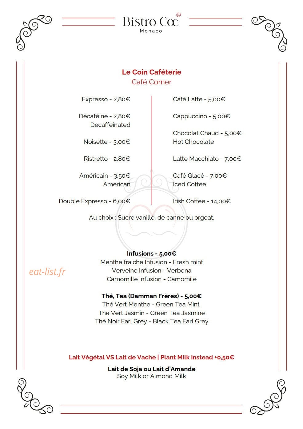 Bistro Coe — carte page 9