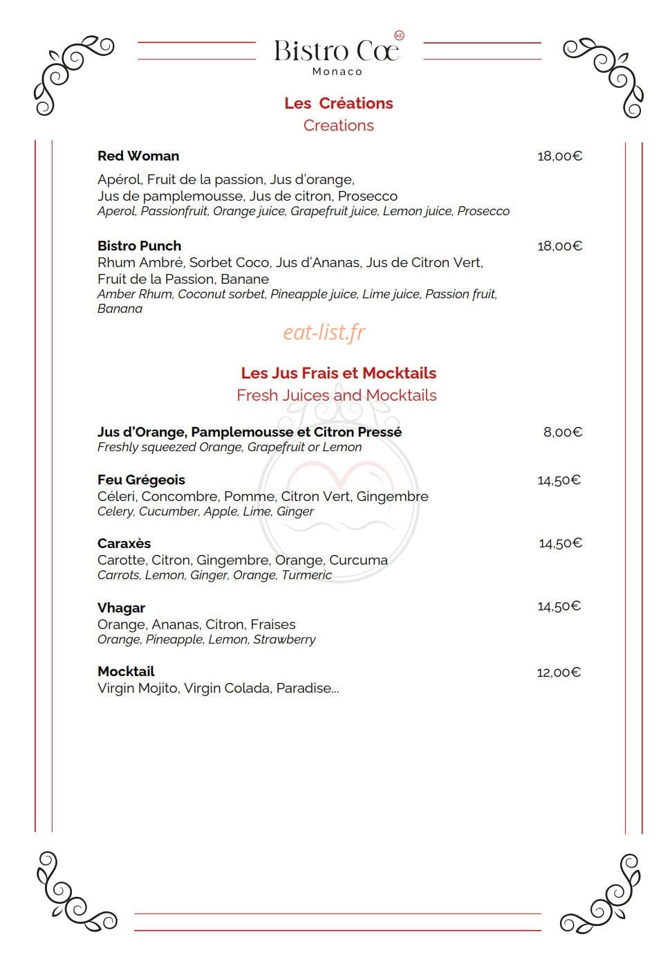 Bistro Coe — carte page 6
