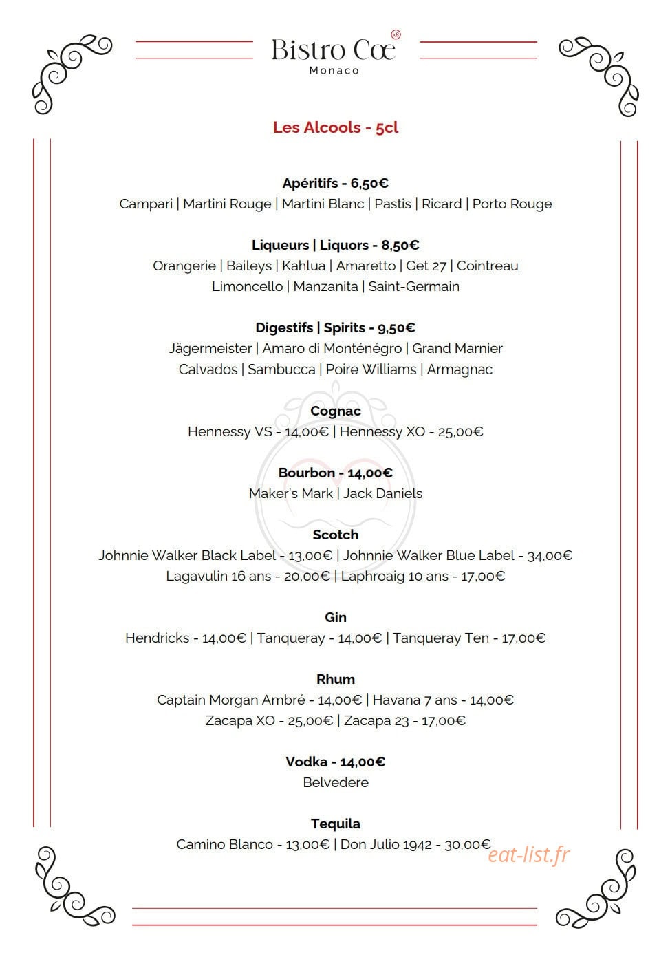 Bistro Coe — carte page 8