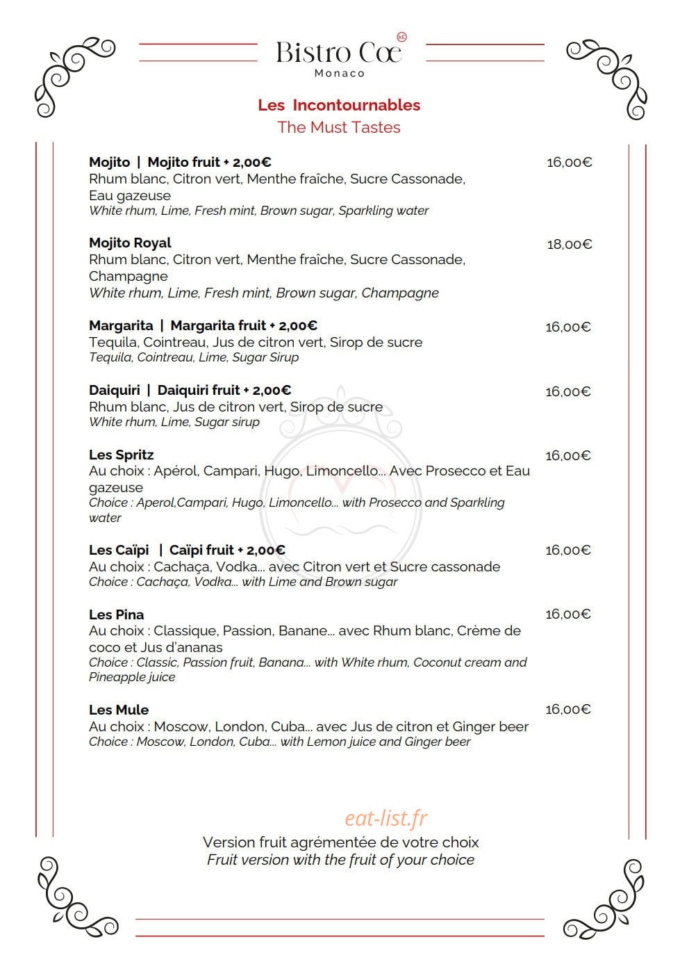 Bistro Coe — carte page 7