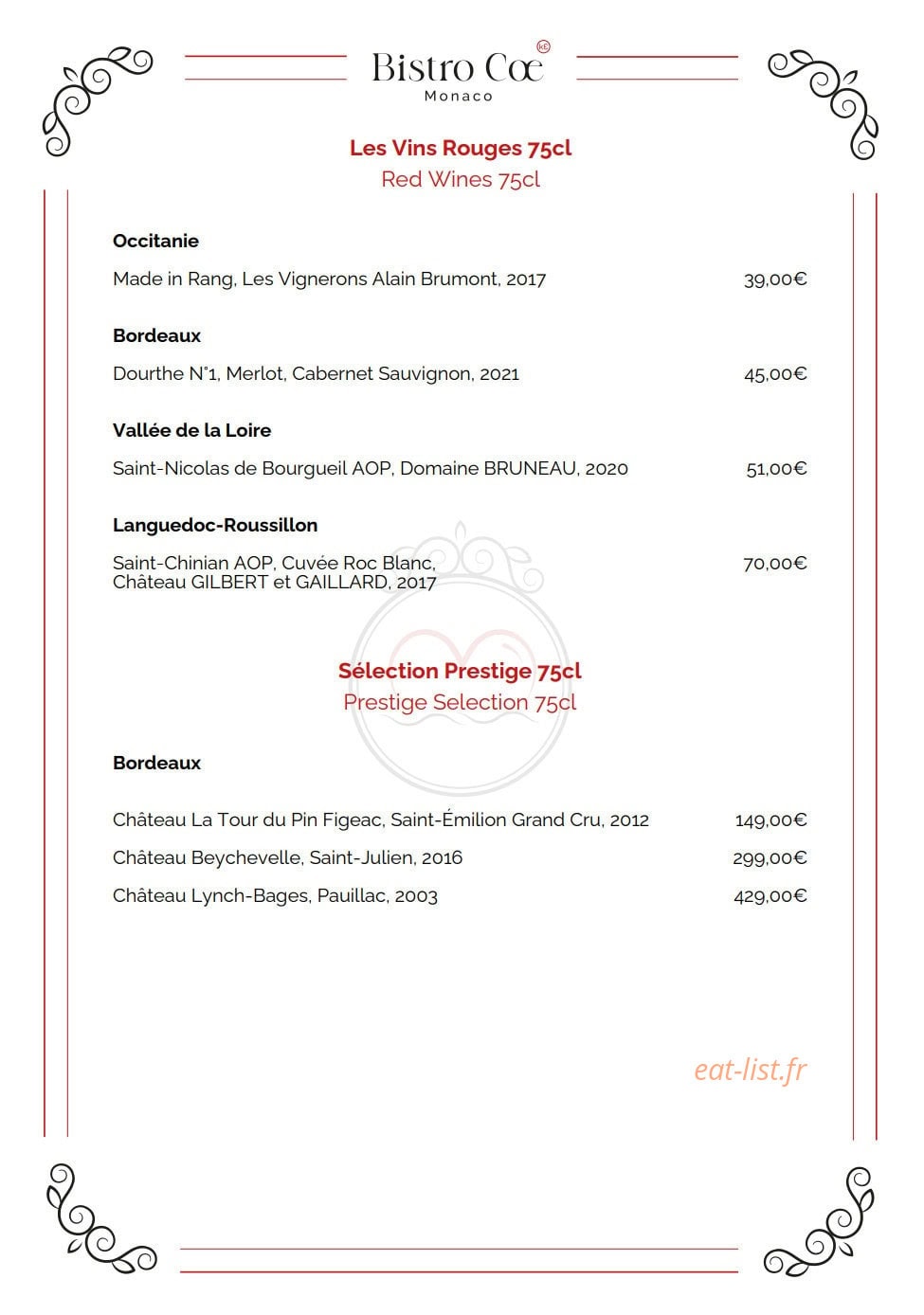 Bistro Coe — carte page 10