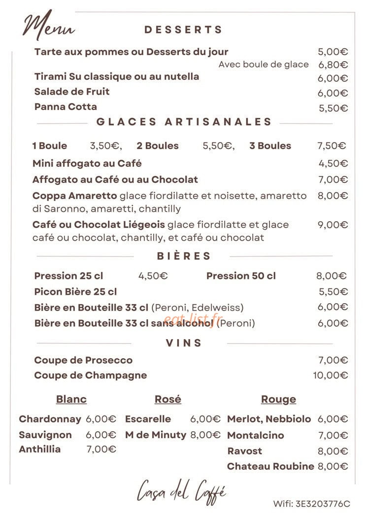 Casa del Caffe — carte page 2