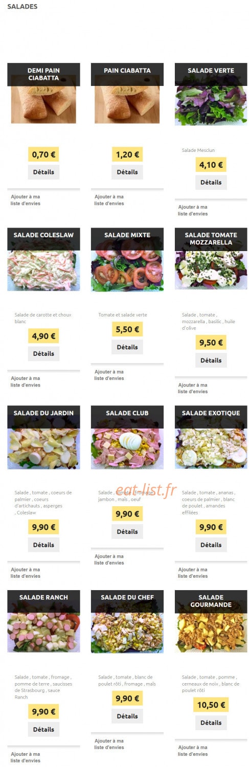 Chicken & Pizza — carte page 9