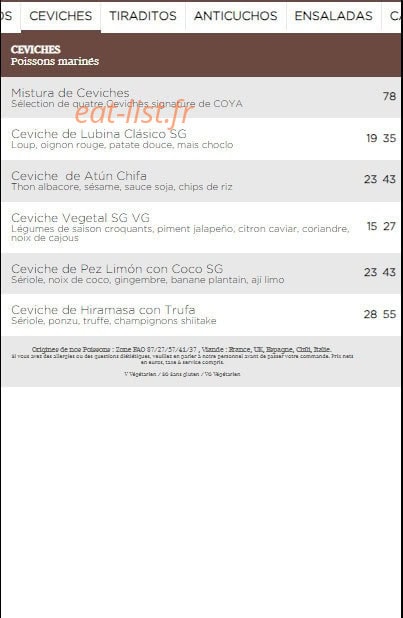 Coya — carte page 3