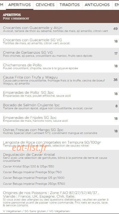 Coya — carte page 2