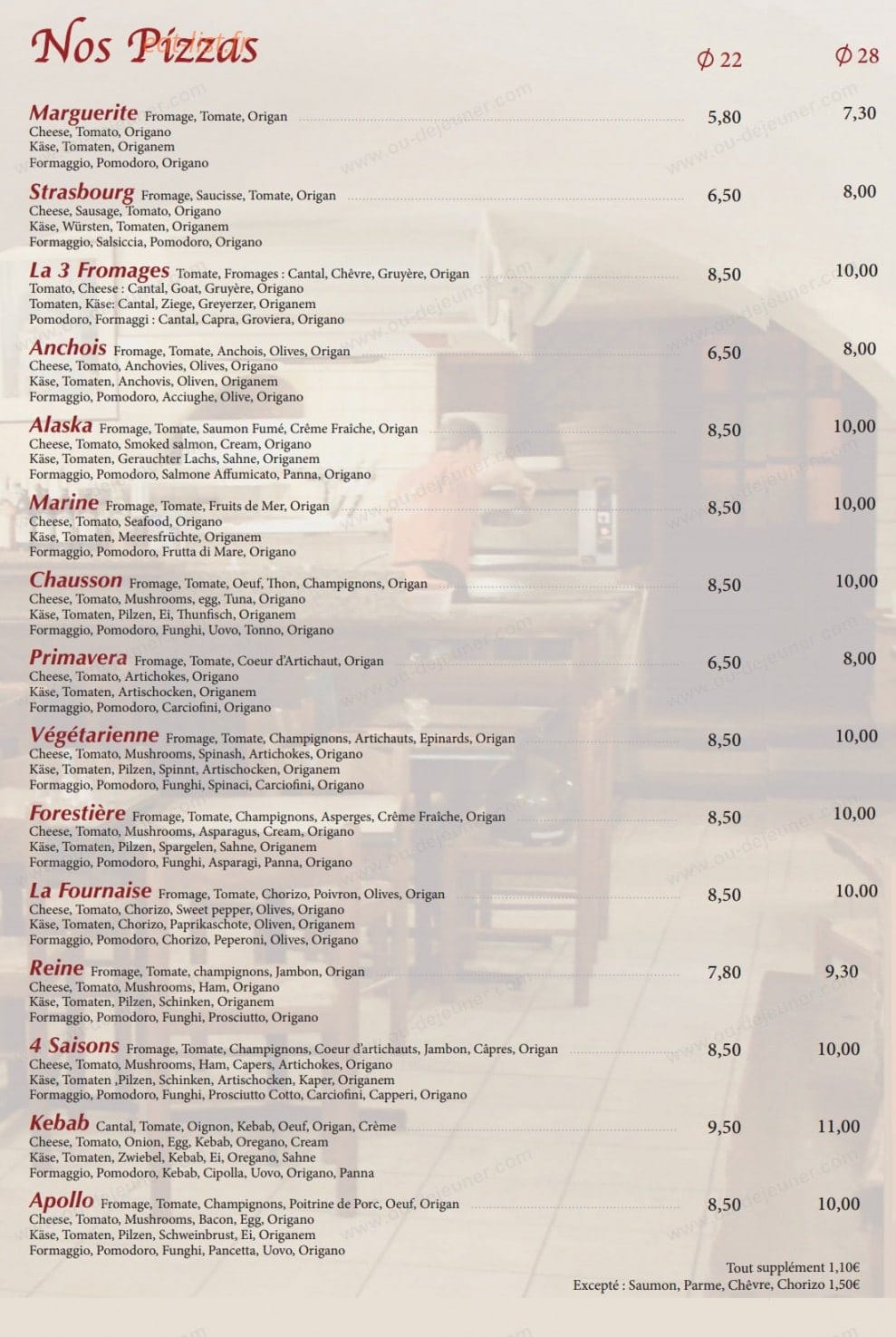 crêperie du Rocher — carte page 1