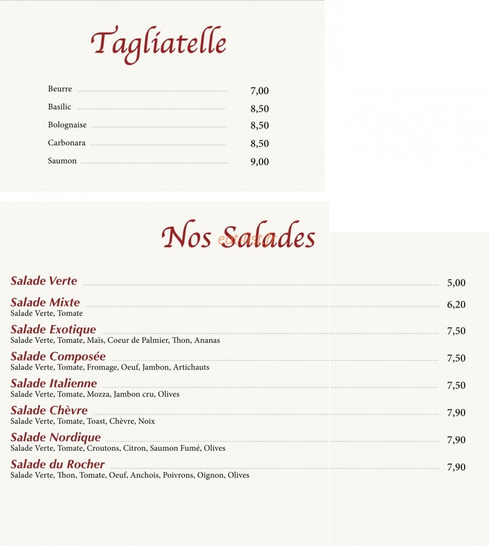 crêperie du Rocher — carte page 3