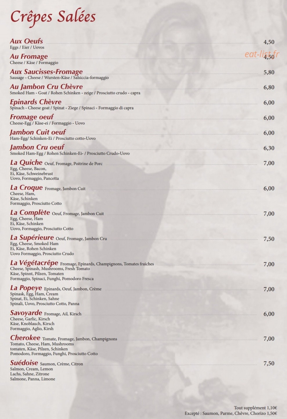 crêperie du Rocher — carte page 2