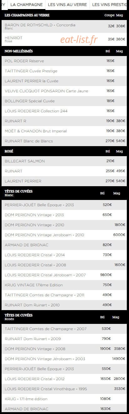 Le Bar Américain — carte page 1