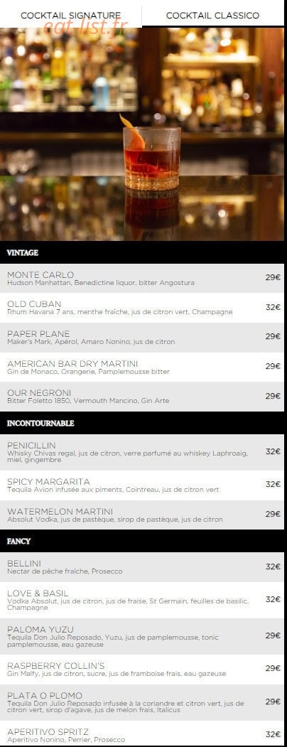 Le Bar Américain — carte page 6