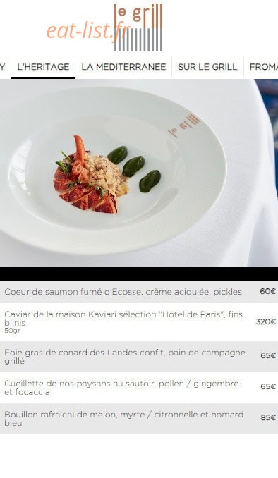 Le Grill — carte page 1