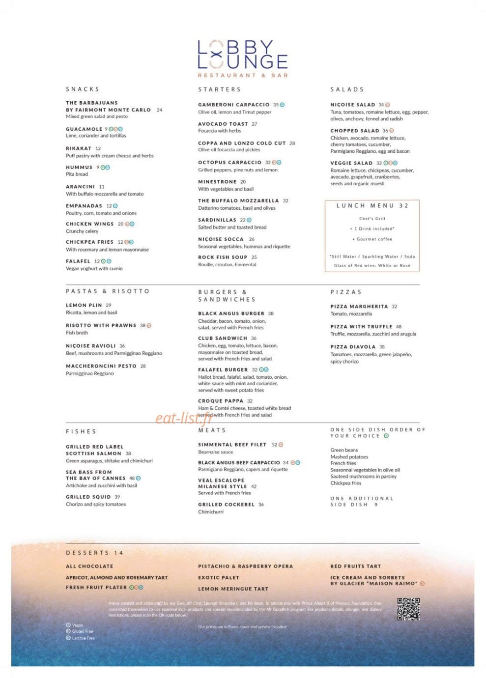 Lobby Lounge — carte page 1